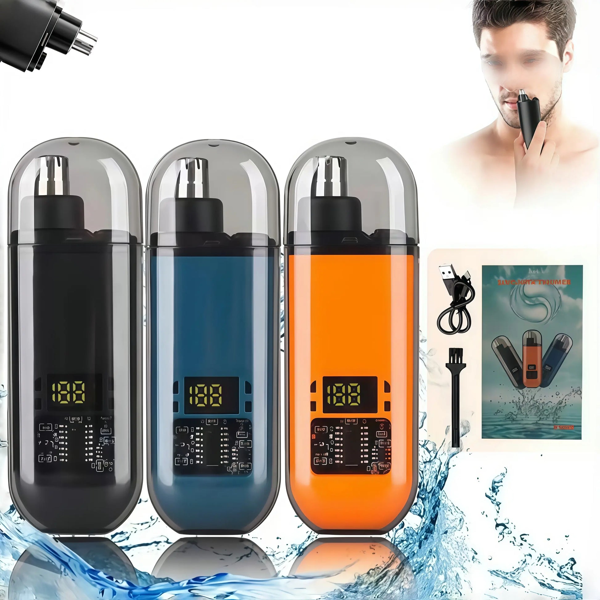 2026 New Nose & Ear Hair Trimmer for Men, Rechargeable Painless Facial Hair Shaver with LED Display, IPX7 Waterproof, Dual Edge Blades, Compact Portable Design, Secure Distance Trimming, Abs Face Smoothing Function, Storage Box, Painless Trim, 360 Degree,
