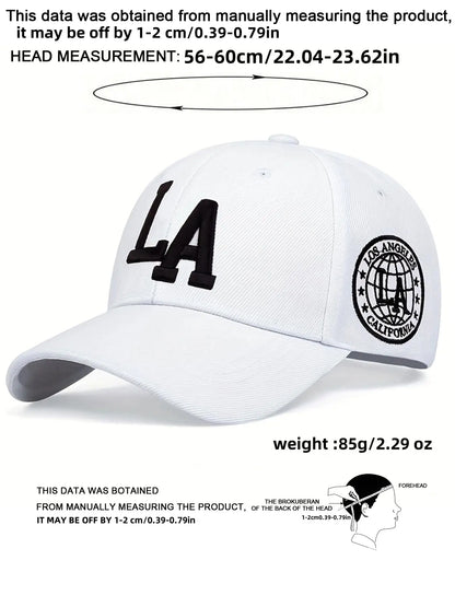 LA Letter Embroidered Baseball Cap, Cool Casual Outdoor Sports Hat for Men & Women, Adjustable Sun Protection Cap for Daily Wear