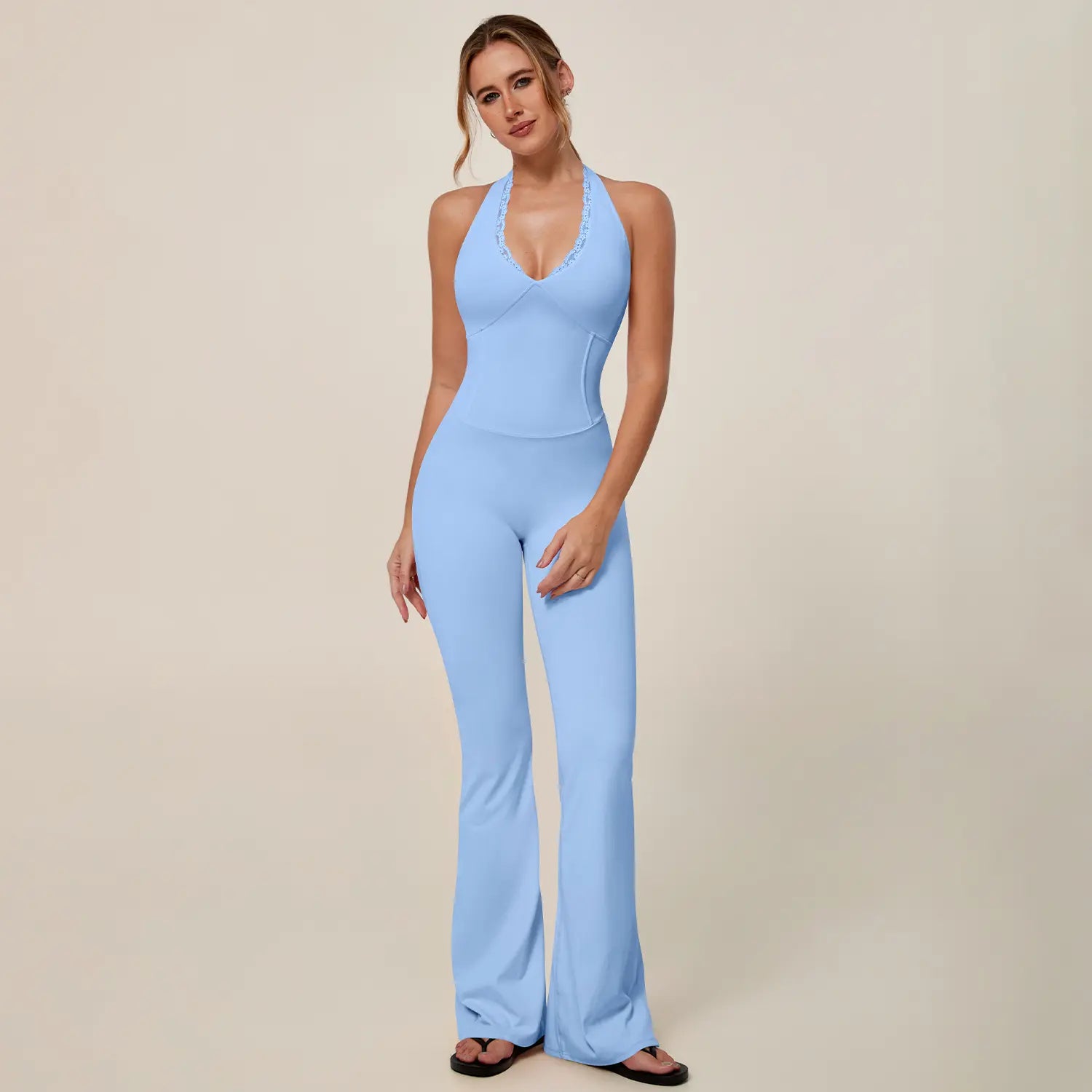 TIMEOFF Women'S Backless Halter Sporty Jumpsuit - Soft Stretch Moisture-Wicking Fabric, Athletic Style Activewear Clothing, Workout Outfit for Yoga & Gym, Backless Sports Jumpsuit,Summerwins,Travel Essentials,Camping Essentials