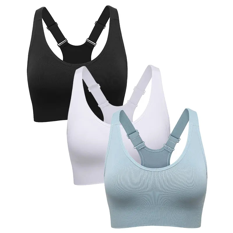 Seamless Racerback Sports Bra for Women, High Support Padded Wireless Crop Top with Adjustable Straps, Athletic Fitted for Yoga & Gym Workout, Gym Clothes Workout, Cropped Activewear, Seamless Lightweight Workout
