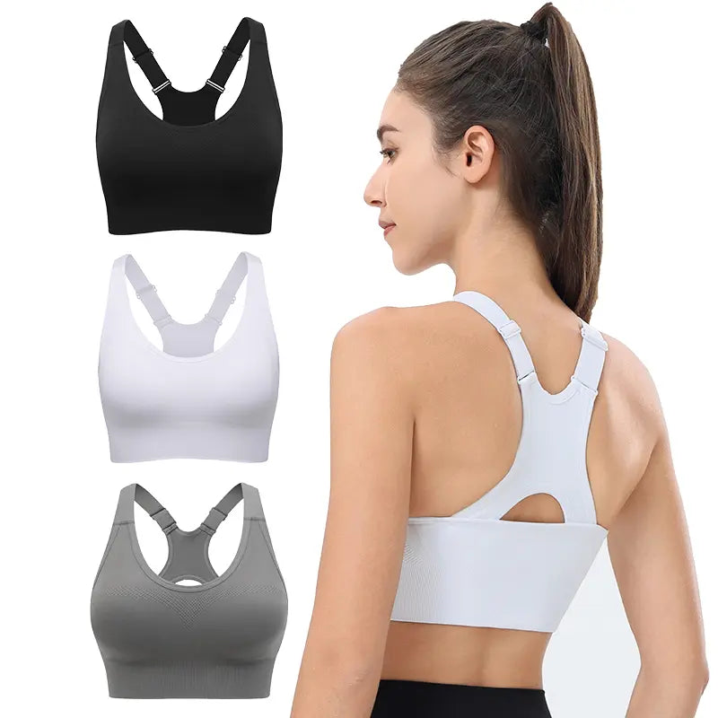 Seamless Racerback Sports Bra for Women, High Support Padded Wireless Crop Top with Adjustable Straps, Athletic Fitted for Yoga & Gym Workout, Gym Clothes Workout, Cropped Activewear, Seamless Lightweight Workout