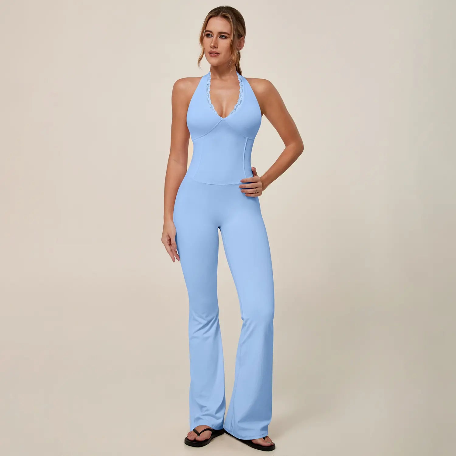 TIMEOFF Women'S Backless Halter Sporty Jumpsuit - Soft Stretch Moisture-Wicking Fabric, Athletic Style Activewear Clothing, Workout Outfit for Yoga & Gym, Backless Sports Jumpsuit,Summerwins,Travel Essentials,Camping Essentials