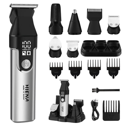 HIENA Series Multifunctional 11-Piece Beard and Hair Trimmer, Suitable for Face, Head, and Body, Self-Sharpening Metal Blades, Multiple Length Settings (3-6-9-12 Mm), Model HYN-T25