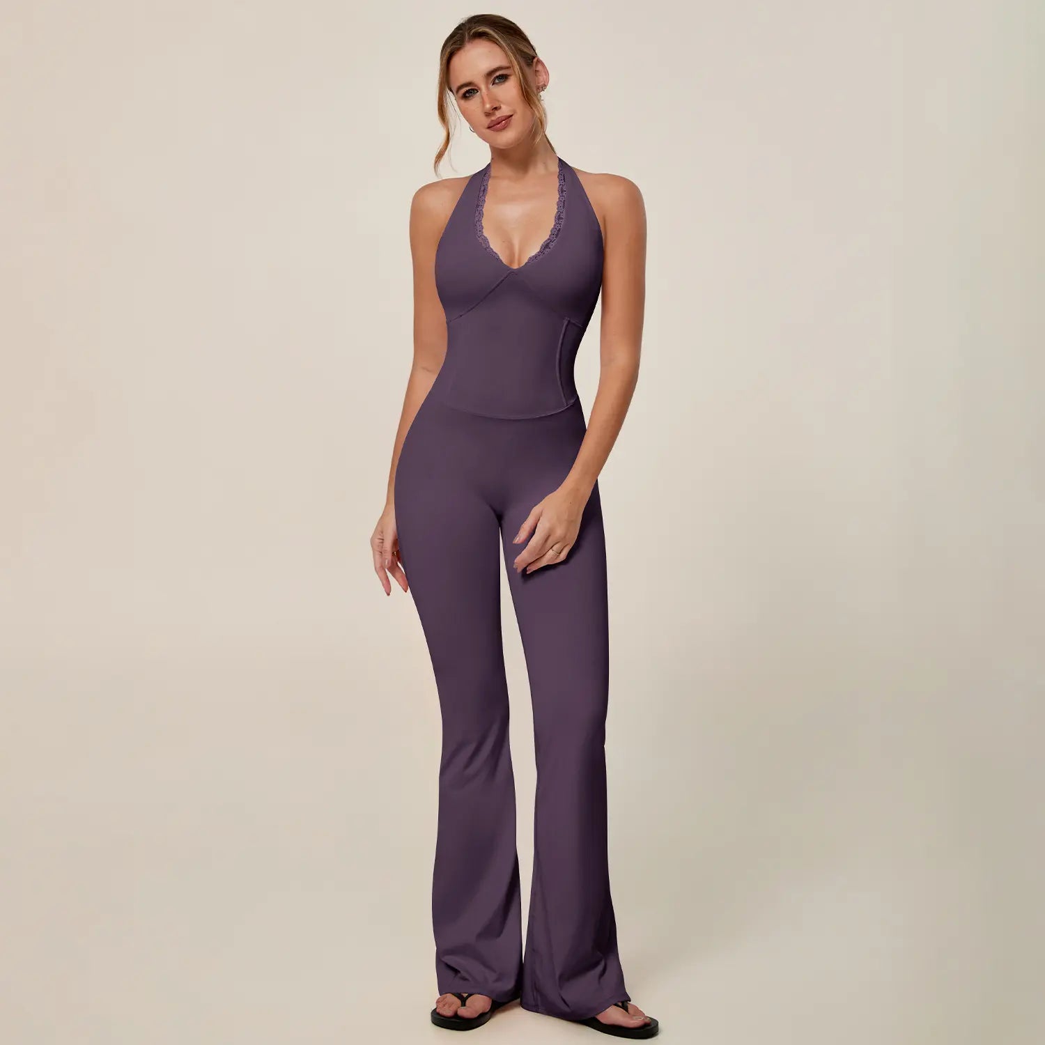TIMEOFF Women'S Backless Halter Sporty Jumpsuit - Soft Stretch Moisture-Wicking Fabric, Athletic Style Activewear Clothing, Workout Outfit for Yoga & Gym, Backless Sports Jumpsuit,Summerwins,Travel Essentials,Camping Essentials