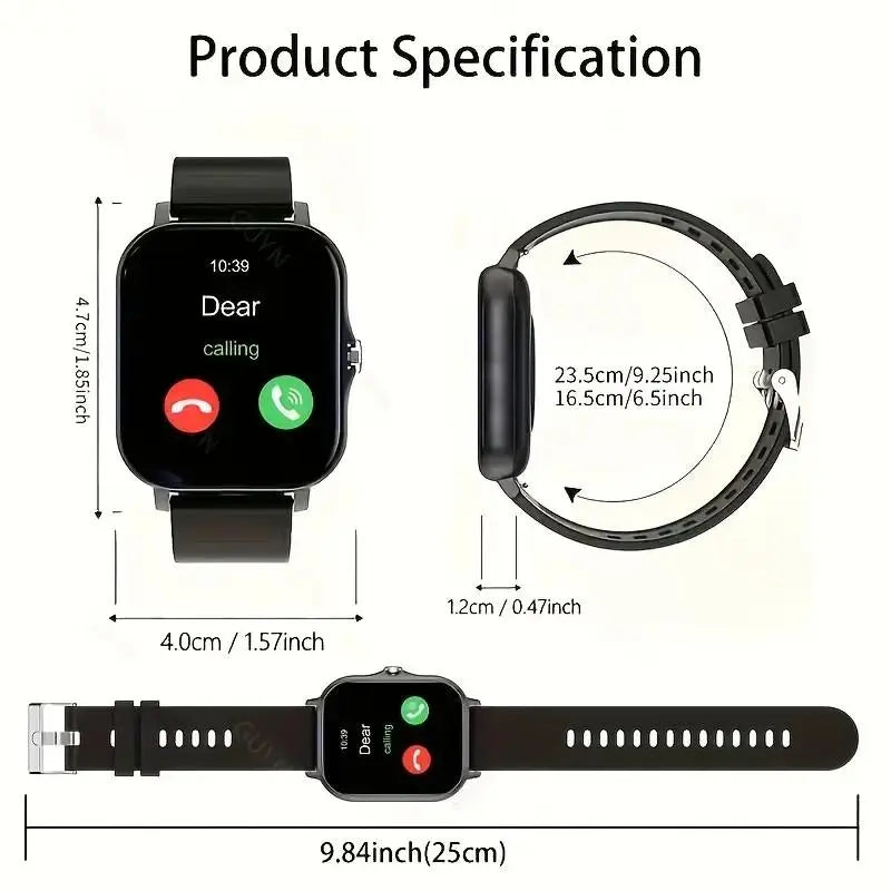 High-Definition Full-Screen Touchscreen Smartwatch for Men & Women, Bluetooth Wearable Tech with Call/Message Notifications, Step Counting, Calorie Tracker, Fitness Modes, Valentine'S Day Gift, Compatible with Iphone & Android Smartphone Black, Devices, R