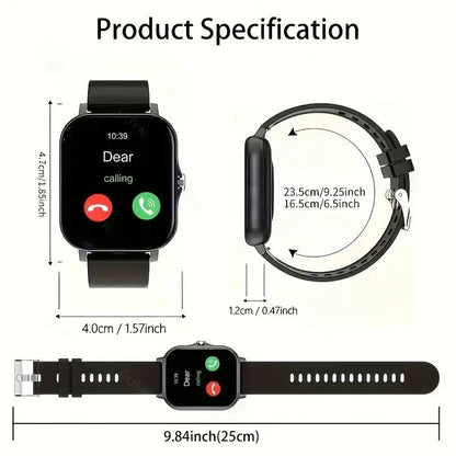 High-Definition Full-Screen Touchscreen Smartwatch for Men & Women, Bluetooth Wearable Tech with Call/Message Notifications, Step Counting, Calorie Tracker, Fitness Modes, Valentine'S Day Gift, Compatible with Iphone & Android Smartphone Black, Devices, R