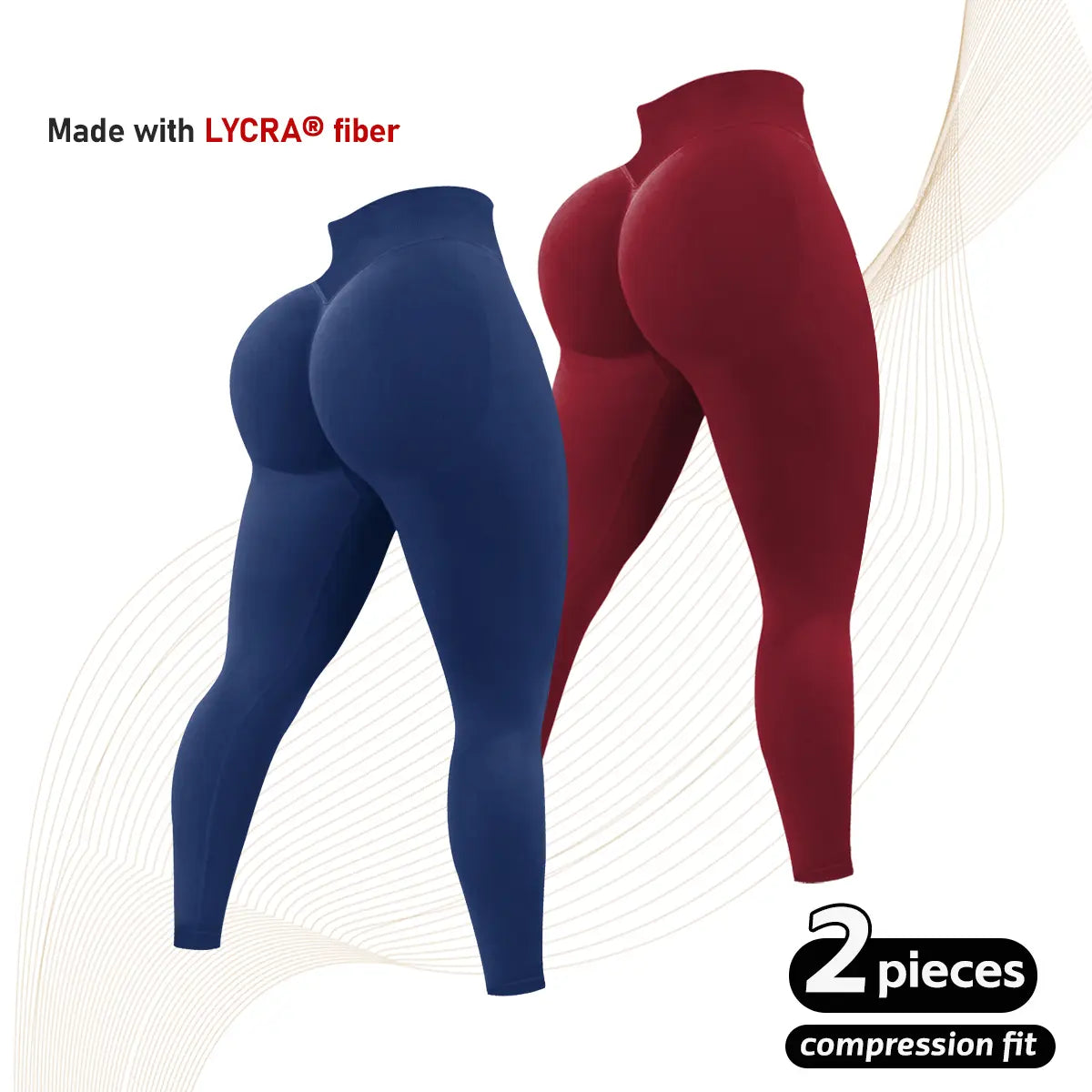 2 Pcs Lycra New Color Impact Leggings Fitness Gymwear, Tummy Control, Scrunch Butt Lifting Sportswear Workout Yoga Gym Pants Women’S Solid High Waist Sports Leggings, High Stretch Seamless Yoga Leggings