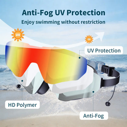 Outly 2 Pack Swim Goggles with Earplugs for Adult Kid 4-12 Men Women, Anti-Fog UV Protection No Leak 180° Wide View Clear Vision Pool Goggles