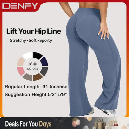 DENFY Softmotion Straight Leg Bottoms 31" Inseam Fitness Gymwear Women Workout Leggings Gym Sportswear Outdoor Sports Yoga Pants Sav Wide Leg Pants