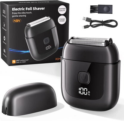 Electric Foil Shavers for Men: Mini Electric Razor with 3 Floating Blades, IPX7 Waterproof Foil Shaver, USB-C Rechargeable Shavers for Men with Travel Lock, Compact Grooming Gift for Home & Travel,Fathers Day Gift