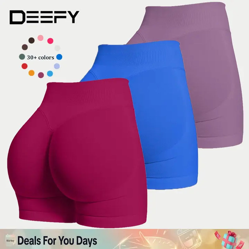 DEEFY Impact Shorts Gymwear Women Yoga Fitness Gym Sportswear Workout Hidden Scrunch Butt Lifting 4.5" Seamless Shorts