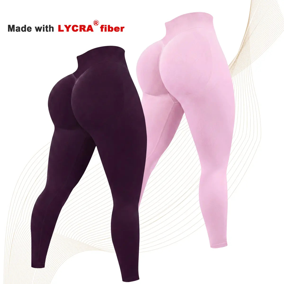 2 Pcs Lycra New Color Impact Leggings Fitness Gymwear, Tummy Control, Scrunch Butt Lifting Sportswear Workout Yoga Gym Pants Women’S Solid High Waist Sports Leggings, High Stretch Seamless Yoga Leggings