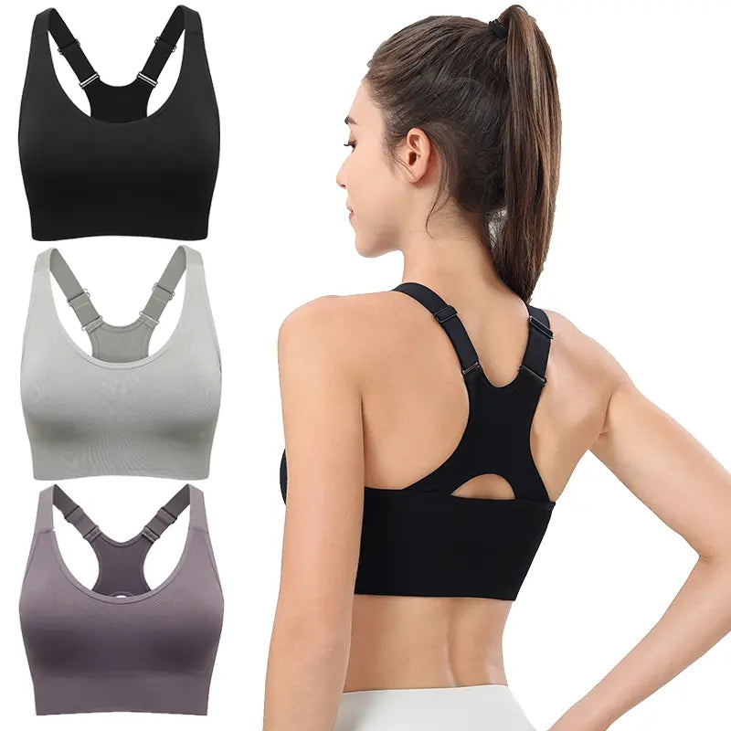 Seamless Racerback Sports Bra for Women, High Support Padded Wireless Crop Top with Adjustable Straps, Athletic Fitted for Yoga & Gym Workout, Gym Clothes Workout, Cropped Activewear, Seamless Lightweight Workout