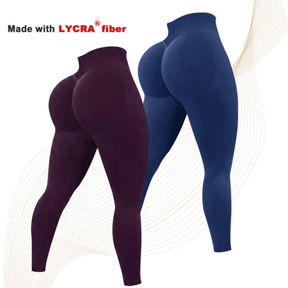 2 Pcs Lycra New Color Impact Leggings Fitness Gymwear, Tummy Control, Scrunch Butt Lifting Sportswear Workout Yoga Gym Pants Women’S Solid High Waist Sports Leggings, High Stretch Seamless Yoga Leggings