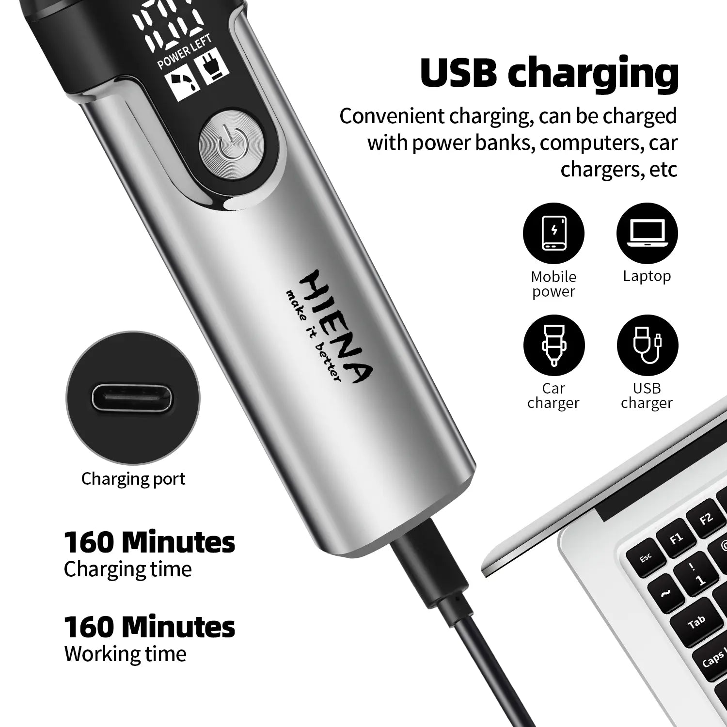 HIENA Series Multifunctional 11-Piece Beard and Hair Trimmer, Suitable for Face, Head, and Body, Self-Sharpening Metal Blades, Multiple Length Settings (3-6-9-12 Mm), Model HYN-T25