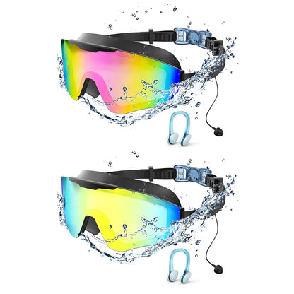 Outly 2 Pack Swim Goggles with Earplugs for Adult Kid 4-12 Men Women, Anti-Fog UV Protection No Leak 180° Wide View Clear Vision Pool Goggles