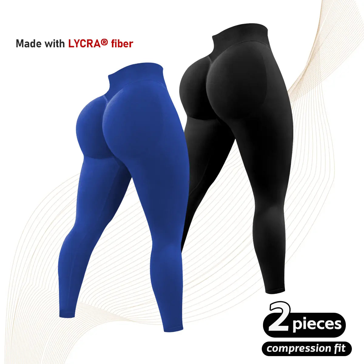 2 Pcs Lycra New Color Impact Leggings Fitness Gymwear, Tummy Control, Scrunch Butt Lifting Sportswear Workout Yoga Gym Pants Women’S Solid High Waist Sports Leggings, High Stretch Seamless Yoga Leggings