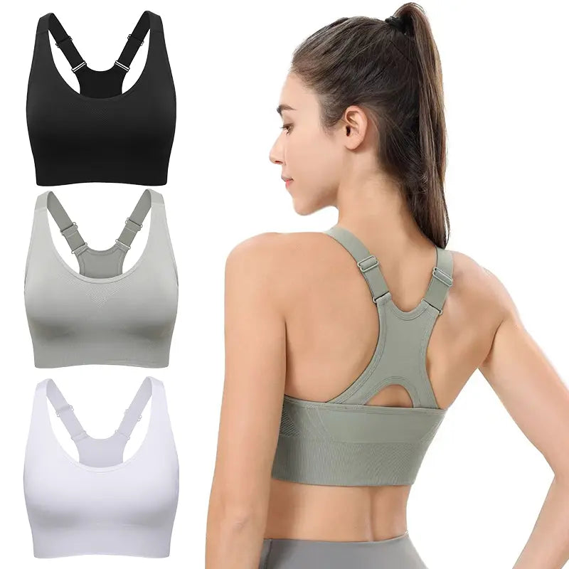 Seamless Racerback Sports Bra for Women, High Support Padded Wireless Crop Top with Adjustable Straps, Athletic Fitted for Yoga & Gym Workout, Gym Clothes Workout, Cropped Activewear, Seamless Lightweight Workout