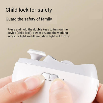 Electric Nail Clipper Grinding and Polishing with Light Automatic Nail Trimmer Rechargeable Nail Cutter Manicure for Baby Adult