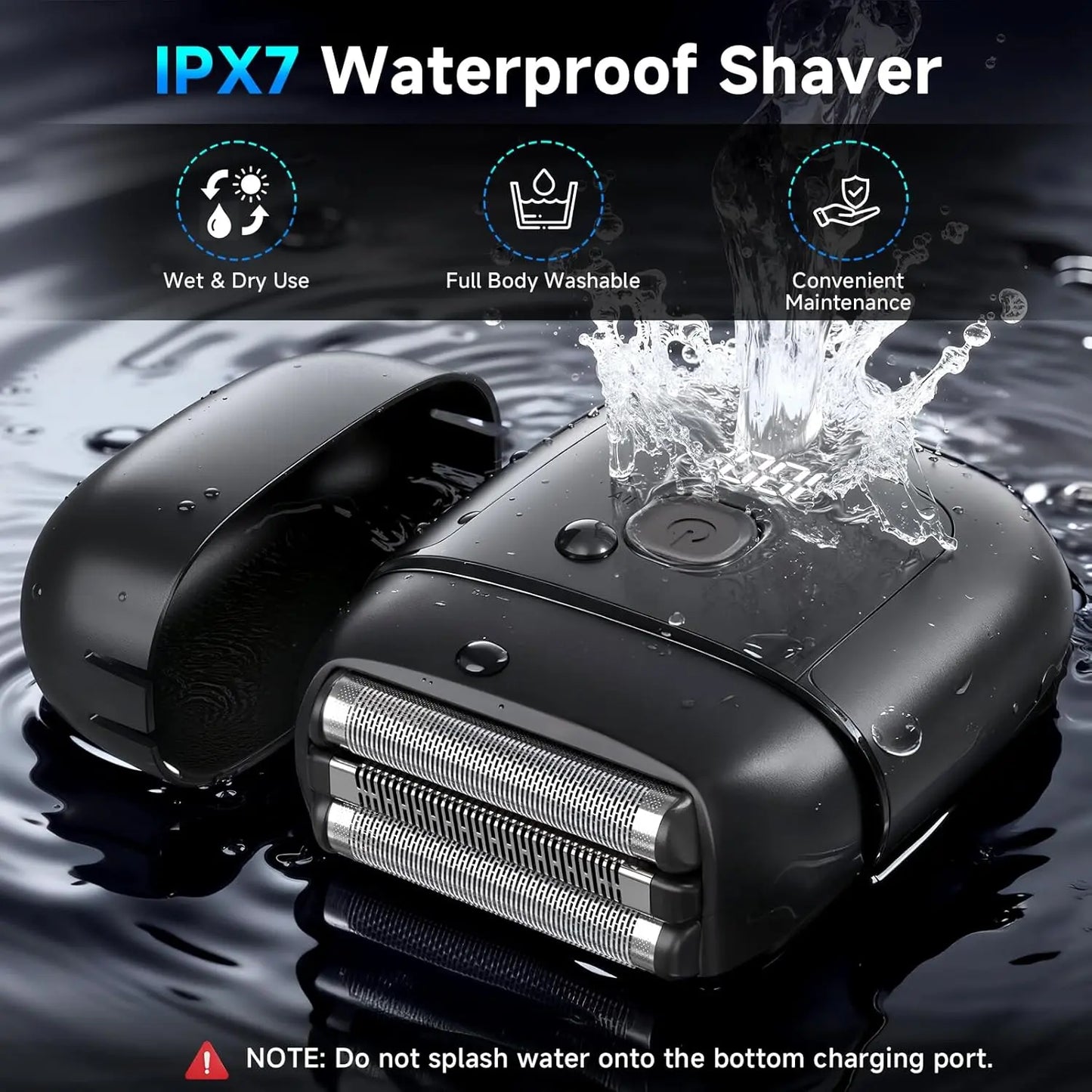 Electric Foil Shavers for Men: Mini Electric Razor with 3 Floating Blades, IPX7 Waterproof Foil Shaver, USB-C Rechargeable Shavers for Men with Travel Lock, Compact Grooming Gift for Home & Travel,Fathers Day Gift