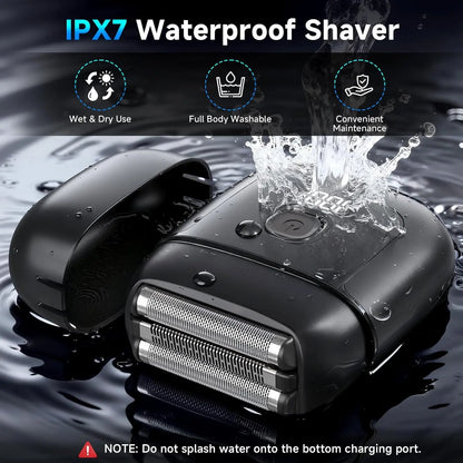 Electric Foil Shavers for Men: Mini Electric Razor with 3 Floating Blades, IPX7 Waterproof Foil Shaver, USB-C Rechargeable Shavers for Men with Travel Lock, Compact Grooming Gift for Home & Travel,Fathers Day Gift