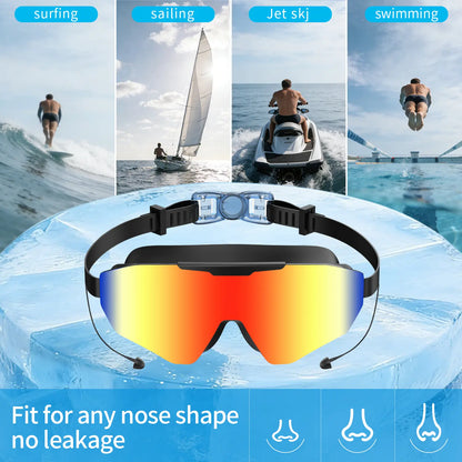 Outly 2 Pack Swim Goggles with Earplugs for Adult Kid 4-12 Men Women, Anti-Fog UV Protection No Leak 180° Wide View Clear Vision Pool Goggles