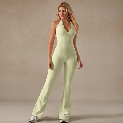 TIMEOFF Women'S Backless Halter Sporty Jumpsuit - Soft Stretch Moisture-Wicking Fabric, Athletic Style Activewear Clothing, Workout Outfit for Yoga & Gym, Backless Sports Jumpsuit,Summerwins,Travel Essentials,Camping Essentials