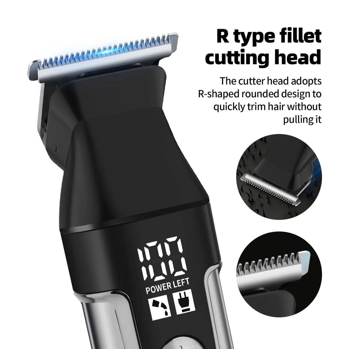 HIENA Series Multifunctional 11-Piece Beard and Hair Trimmer, Suitable for Face, Head, and Body, Self-Sharpening Metal Blades, Multiple Length Settings (3-6-9-12 Mm), Model HYN-T25