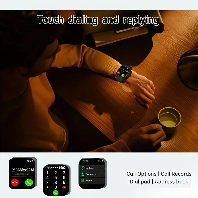 High-Definition Full-Screen Touchscreen Smartwatch for Men & Women, Bluetooth Wearable Tech with Call/Message Notifications, Step Counting, Calorie Tracker, Fitness Modes, Valentine'S Day Gift, Compatible with Iphone & Android Smartphone Black, Devices, R
