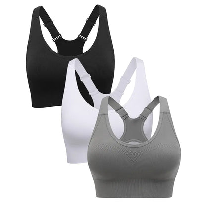 Seamless Racerback Sports Bra for Women, High Support Padded Wireless Crop Top with Adjustable Straps, Athletic Fitted for Yoga & Gym Workout, Gym Clothes Workout, Cropped Activewear, Seamless Lightweight Workout