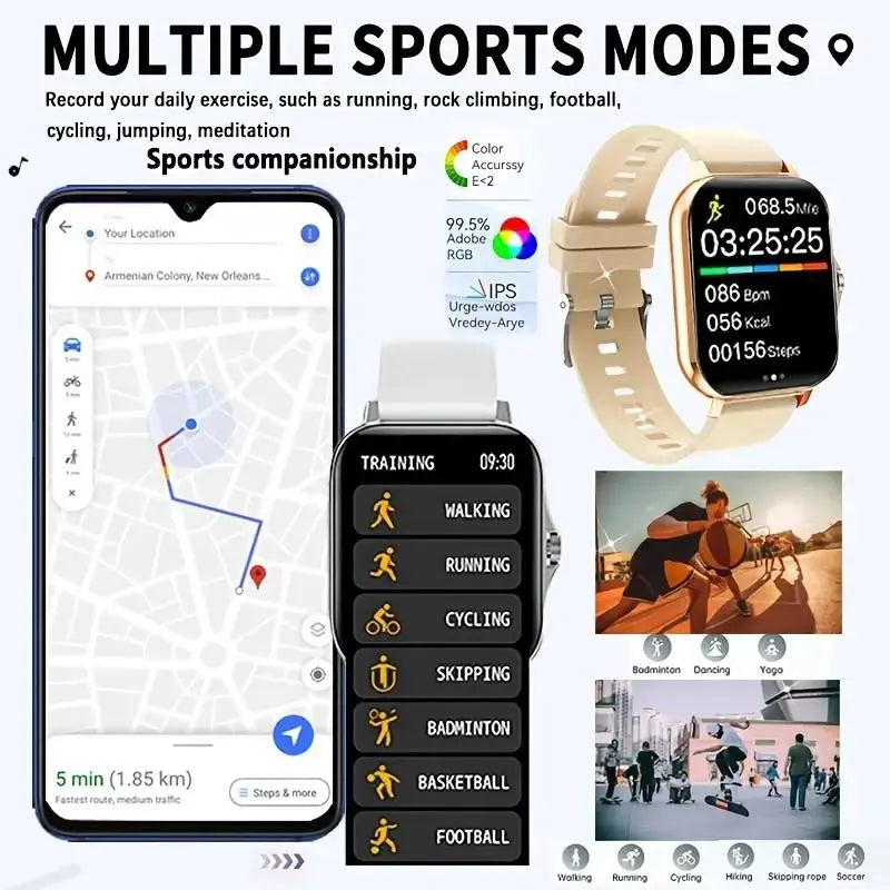 High-Definition Full-Screen Touchscreen Smartwatch for Men & Women, Bluetooth Wearable Tech with Call/Message Notifications, Step Counting, Calorie Tracker, Fitness Modes, Valentine'S Day Gift, Compatible with Iphone & Android Smartphone Black, Devices, R