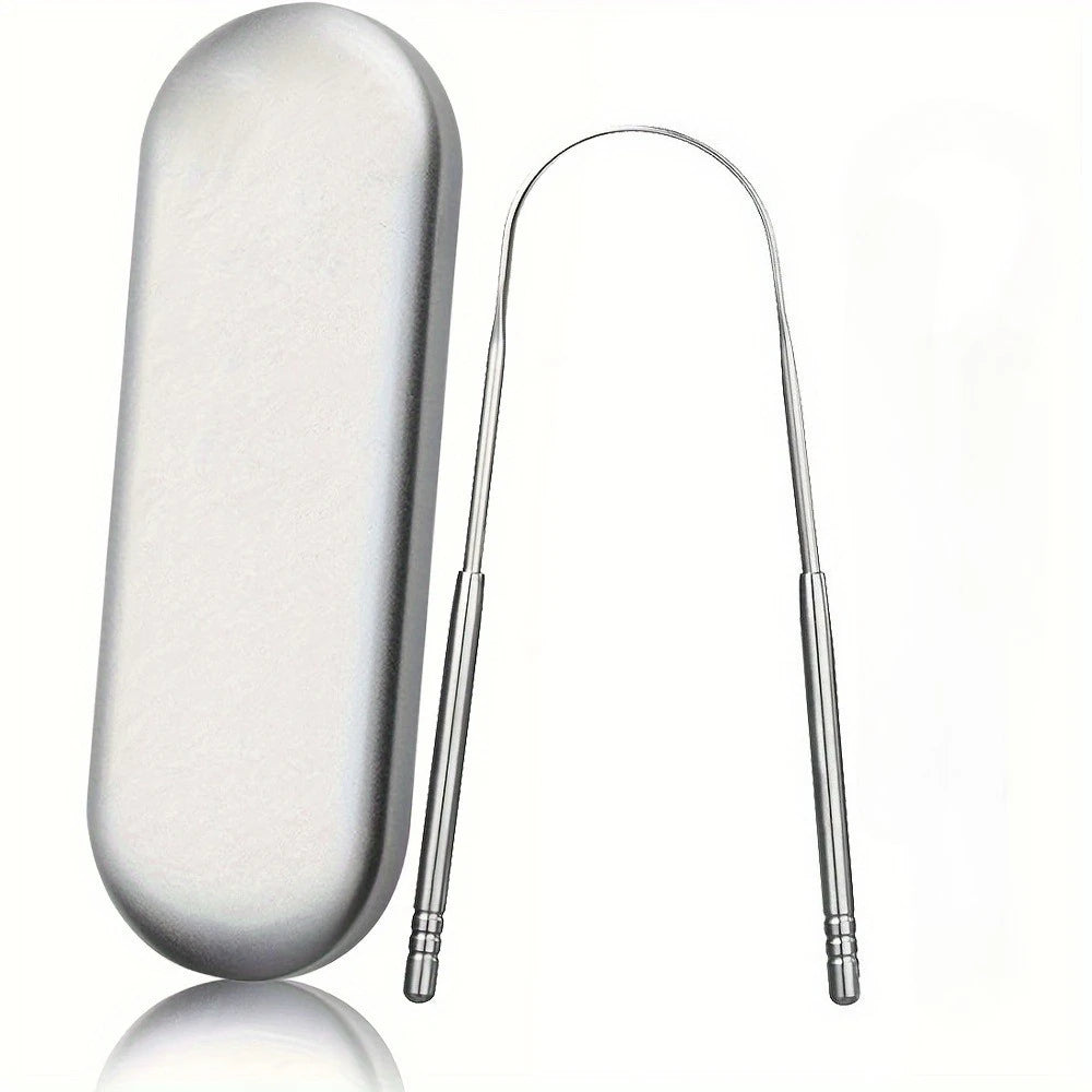 Premium 1Pcs/3Pcs Metal Tongue Scraper Cleaner for Adults & Kids Portable Stainless Steel Tongue Scrapers Brushes for Removing