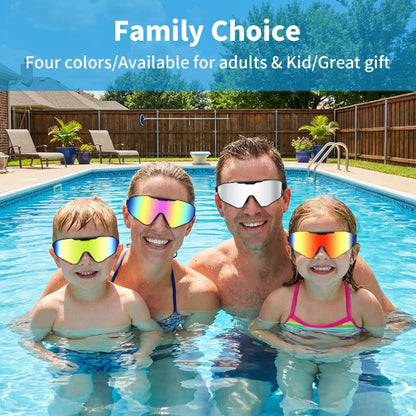 Outly 2 Pack Swim Goggles with Earplugs for Adult Kid 4-12 Men Women, Anti-Fog UV Protection No Leak 180° Wide View Clear Vision Pool Goggles
