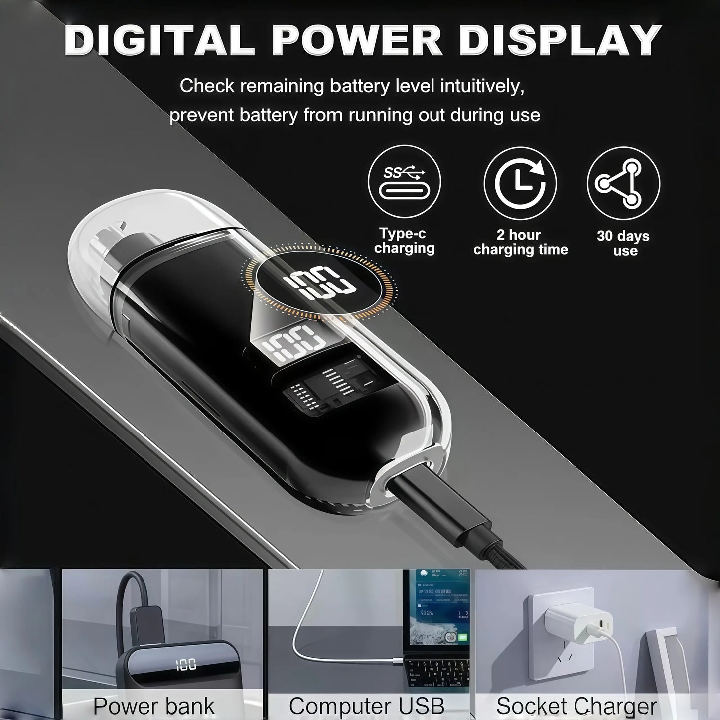 2026 New Nose & Ear Hair Trimmer for Men, Rechargeable Painless Facial Hair Shaver with LED Display, IPX7 Waterproof, Dual Edge Blades, Compact Portable Design, Secure Distance Trimming, Abs Face Smoothing Function, Storage Box, Painless Trim, 360 Degree,