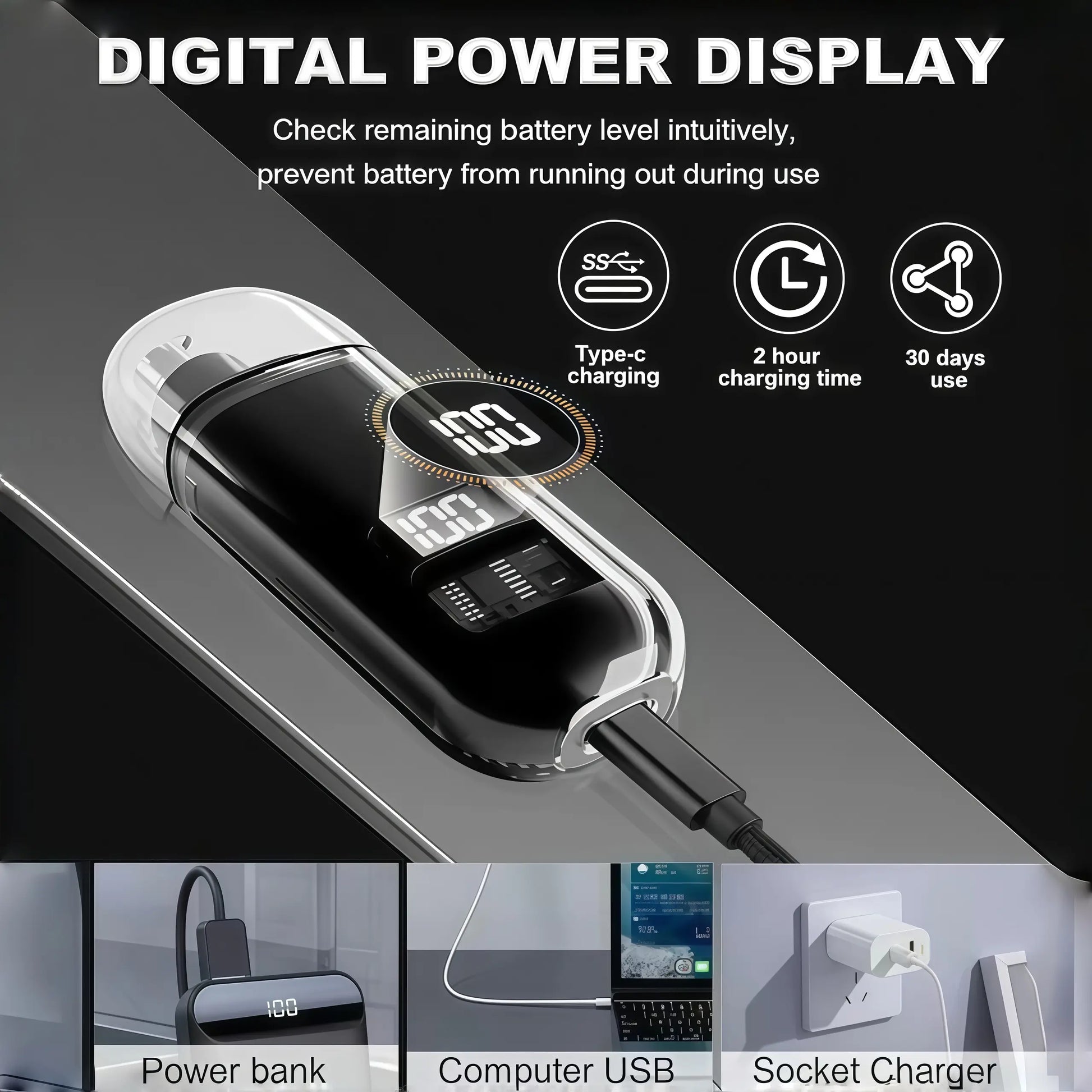 2026 New Nose & Ear Hair Trimmer for Men, Rechargeable Painless Facial Hair Shaver with LED Display, IPX7 Waterproof, Dual Edge Blades, Compact Portable Design, Secure Distance Trimming, Abs Face Smoothing Function, Storage Box, Painless Trim, 360 Degree,
