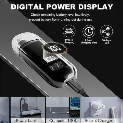 2026 New Nose & Ear Hair Trimmer for Men, Rechargeable Painless Facial Hair Shaver with LED Display, IPX7 Waterproof, Dual Edge Blades, Compact Portable Design, Secure Distance Trimming, Abs Face Smoothing Function, Storage Box, Painless Trim, 360 Degree,