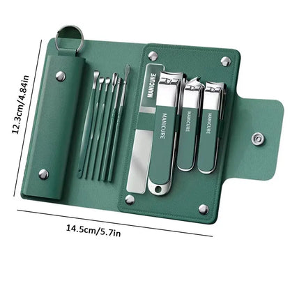 Professional Manicure Set, 10Pcs Nail Clipper Kit, Ear Digging Spoon, Personal Care Tools, Grooming Kit for Travel and Home, Nail Supplies, Christmas Gift