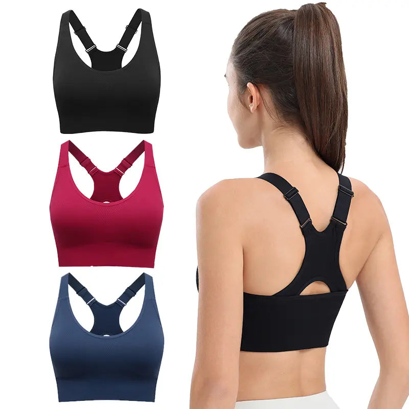 Seamless Racerback Sports Bra for Women, High Support Padded Wireless Crop Top with Adjustable Straps, Athletic Fitted for Yoga & Gym Workout, Gym Clothes Workout, Cropped Activewear, Seamless Lightweight Workout