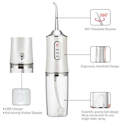 Portable Smart Electric Oral Irrigator Water Flosser 3 Modes Rechargeable Dental Water Jet Irrigator Dental Teeth Cleaner