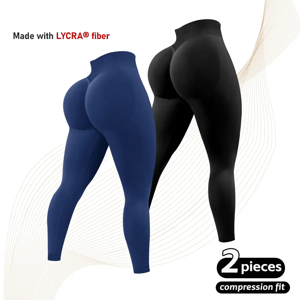 2 Pcs Lycra New Color Impact Leggings Fitness Gymwear, Tummy Control, Scrunch Butt Lifting Sportswear Workout Yoga Gym Pants Women’S Solid High Waist Sports Leggings, High Stretch Seamless Yoga Leggings