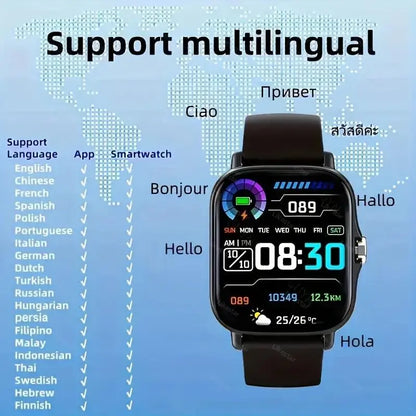 High-Definition Full-Screen Touchscreen Smartwatch for Men & Women, Bluetooth Wearable Tech with Call/Message Notifications, Step Counting, Calorie Tracker, Fitness Modes, Valentine'S Day Gift, Compatible with Iphone & Android Smartphone Black, Devices, R