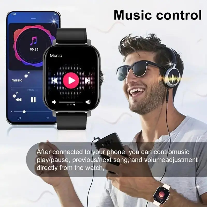 High-Definition Full-Screen Touchscreen Smartwatch for Men & Women, Bluetooth Wearable Tech with Call/Message Notifications, Step Counting, Calorie Tracker, Fitness Modes, Valentine'S Day Gift, Compatible with Iphone & Android Smartphone Black, Devices, R