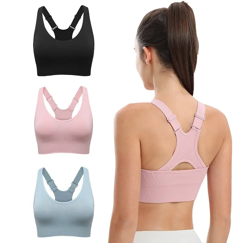 Seamless Racerback Sports Bra for Women, High Support Padded Wireless Crop Top with Adjustable Straps, Athletic Fitted for Yoga & Gym Workout, Gym Clothes Workout, Cropped Activewear, Seamless Lightweight Workout